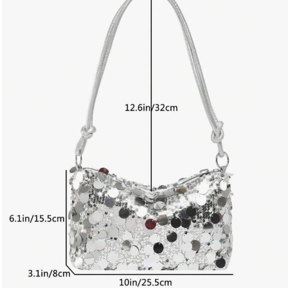 BIG SEQUINED BAG in Silver - Picture 2 of 2